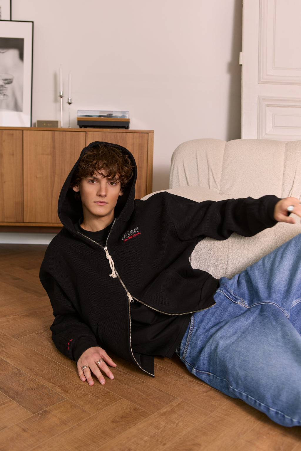 WAFFLE ZIP HOODIE