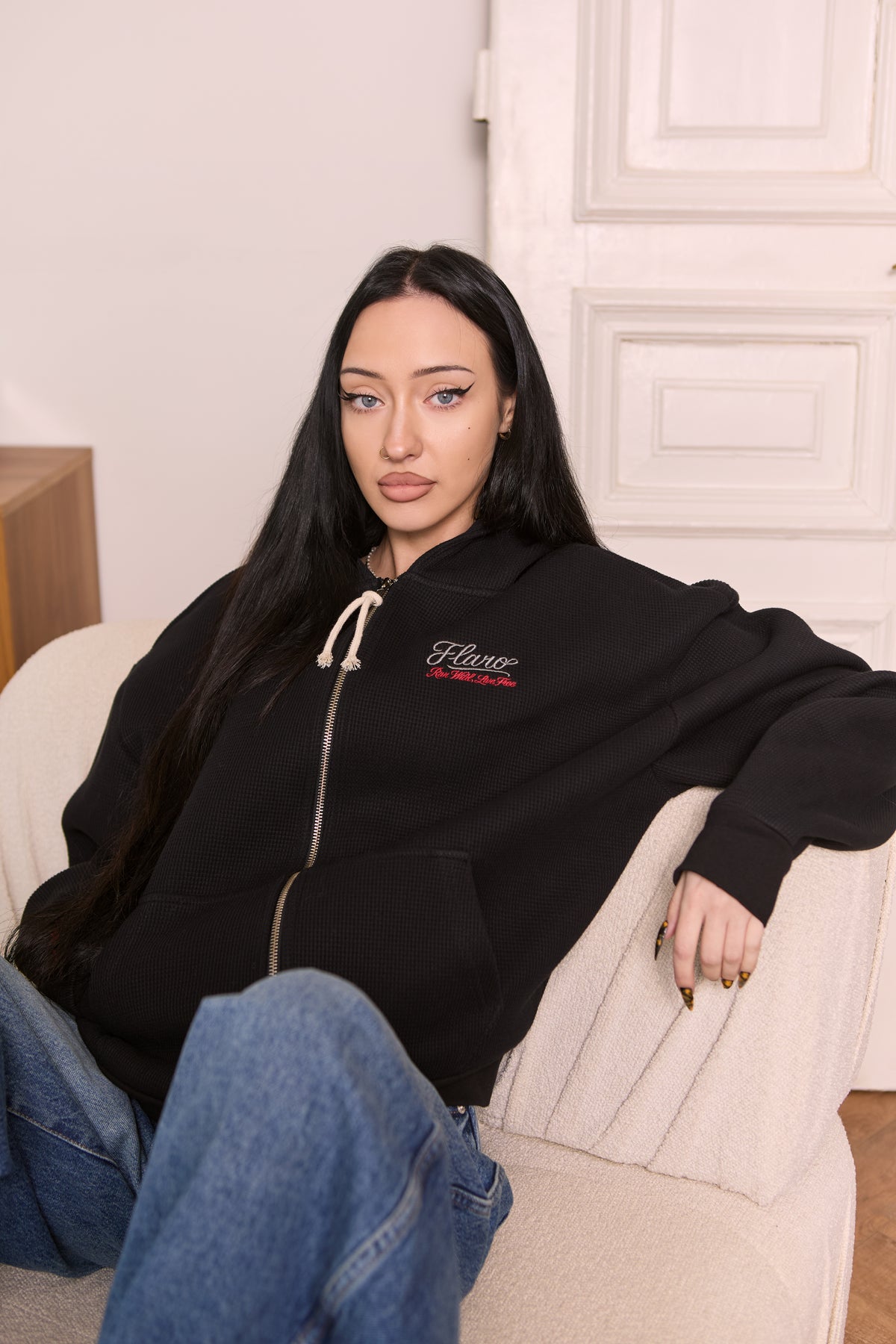 WAFFLE ZIP HOODIE